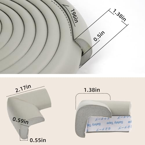 Image of Extra Thick Furniture Table Edge Protectors Foam Baby Safety Bumper Guard 16.4 Ft, Hearth Cushion, for Table, Fireplace, Countertop(with 8 Corners) (Gray)