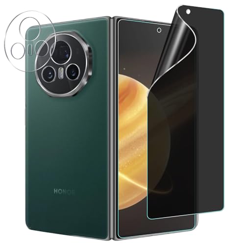 MOOISVS 2+2pack for Honor Magic V3 Privacy Screen Protector[Not Glass](Front Screen)+2 Pack Camera Lens Protector, Flexible TPU Film, Anti-Spy Outside Screen Protector for Honor Magic V3