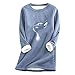 Damen Pullover Winter Warm Teddy Fleece Lässig Rundhals Sweatshirt Teenager Mädchen Plüsch Gefüttert Langarmshirt Longpullover Frauen Grosse Grössen Streetwear Oberteil Herbst Winter