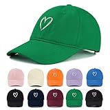 Zando 2026 Trendy Unisex Valentines Baseball Caps Embroidered Heart Hats for Women Preppy Dad Mom Adjustable Green Ball Cap Plain Cotton Trucker Hat for Workout Running Golf Tennies Travel One Size