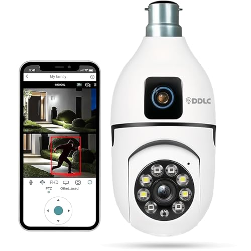 Image of DDLC 4MP /8MP Dual Lens WiFi CCTV Camera for Home | 1080p Full HD | Night Vision | Motion Detection | Two Way Audio | Wireless Home Security Camera with Mobile App V380 Pro (Dual Lens Light Bulb)