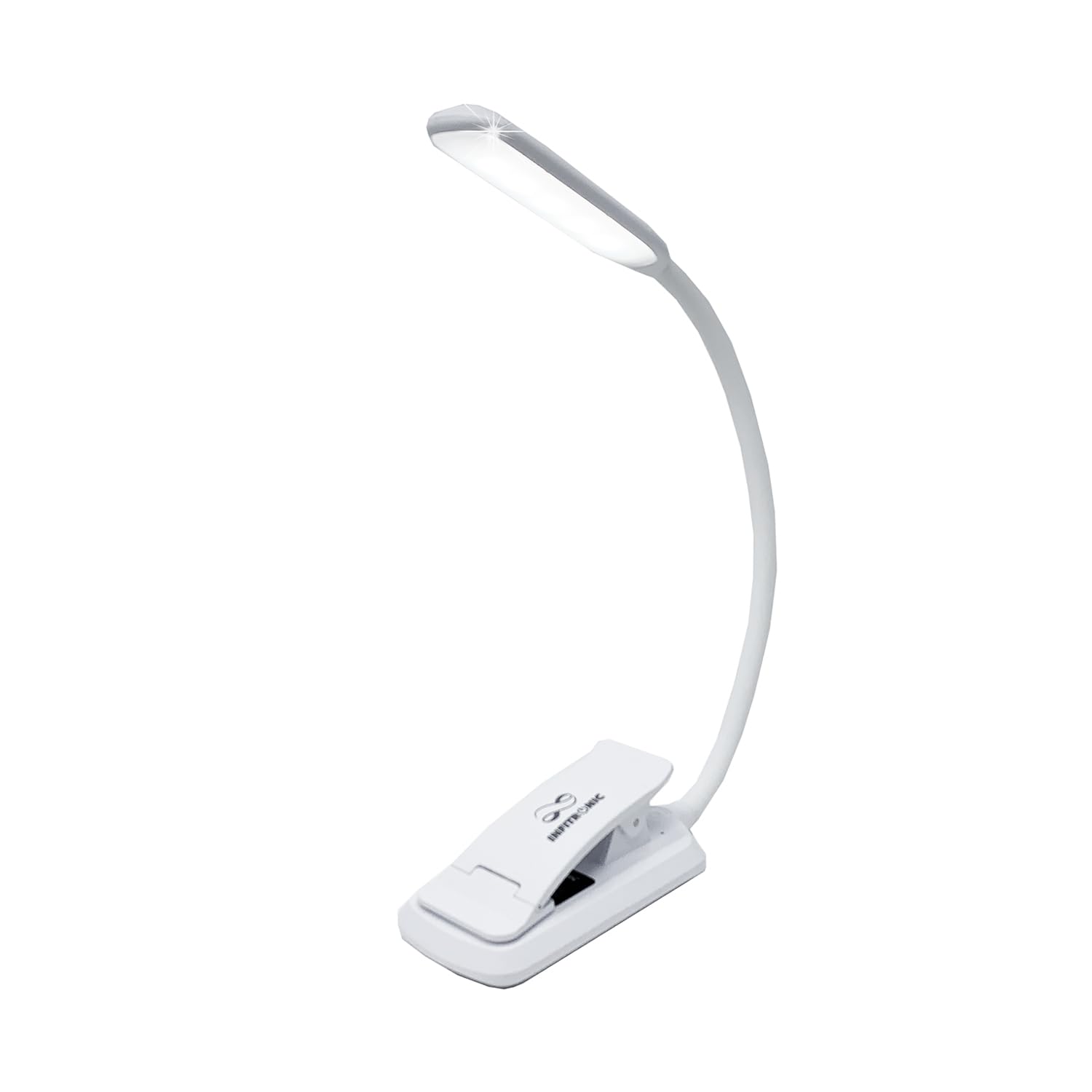 Infitronic Clip Reading Light, 9 LED Reading Light, 3 Color Temperature Modes, Stepless Brightness, USB Rechargeable Clip Lamp (White)