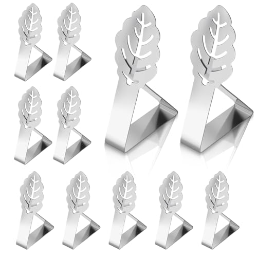 10 Pièces Pince Nappe, Pinces pour Nappe décoratives en Acier Inoxydable épais, Nappe Clips Anti-Glissant, pince nappe exterieur, pour Pique-Nique,...