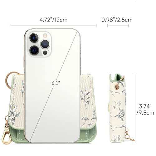 GAEKEAO Small Wallet for Women RFID Blocking Slim Keychian Wallet Floral Vegan Leather Card Holder with Zip Pocket ID Window3