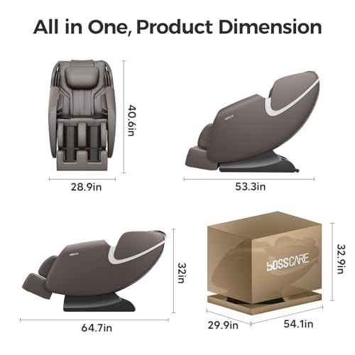 BOSSCARE Full Body Zero Gravity Massage Chair, Electric Shiatsu Massage Recliner with Foot Roller, Bluetooth Speaker for Family Friends, Faux Leather - Image 2