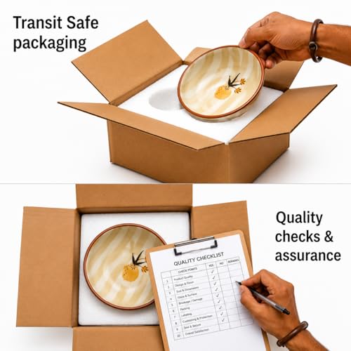 Image of Ceramic Snack Bowl Set for Serving, Dessert & Fruits | Multipurpose Kitchen Bowls Set | Premium Aesthetic Small Serving Bowls | Brown & White | Pack of 2 | 700ml