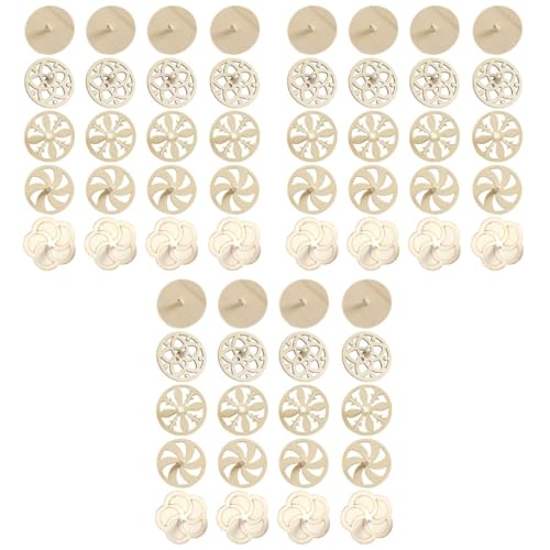 60 Pcs Unfinished Wooden Spinning Tops for Kids - DIY Paintable Gyroscopes with 5 Different Shapes, Detachable Design for Easy Coloring, Ideal Family Gatherings and Parent-Child Games by balacoo - Used condition - Image 9