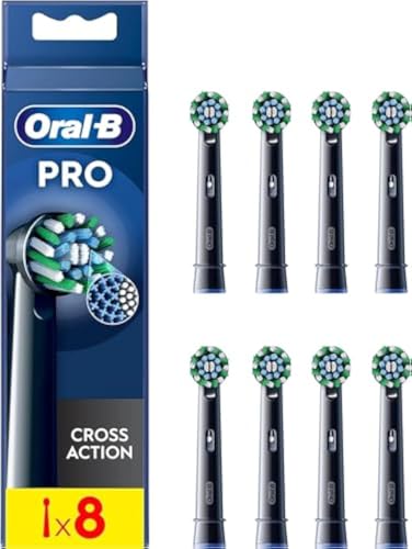 Oral-B Pro Electric Toothbrush Heads, Cross Action Electric Toothbrush Head with X-Shape and Angled Bristles for Deeper Plaque Removal, Toothbrush Heads, Black