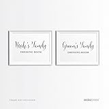 Andaz Press Wedding Party Signs, Formal Black and White Print, 8.5x11-inch, Bride's Family Dressing...