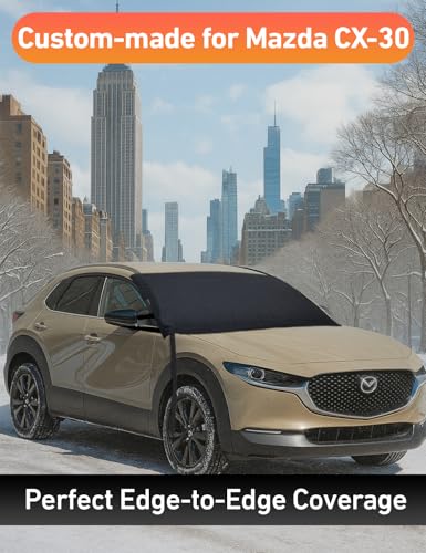 Image of EcoNour Car Snow Cover Compatible for Mazda CX-30 | Windshield Cover for Ice and Snow with S-Hook Straps | Heavy-Duty 600D Oxford Winter Car Cover, Waterproof & Anti-Slip