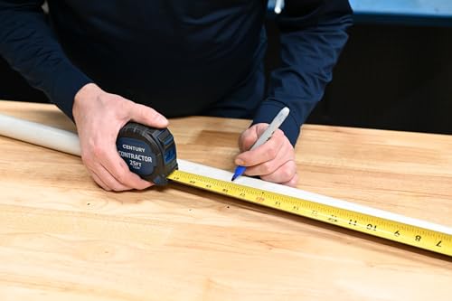 Image of Century Drill & Tool 72841 Contractor Fractional /Metric Tape Measure, 25 Foot | Dual-sided fractional & metric blade, reinforced magnetic hook, nylon-coated tape, impact-resistant case