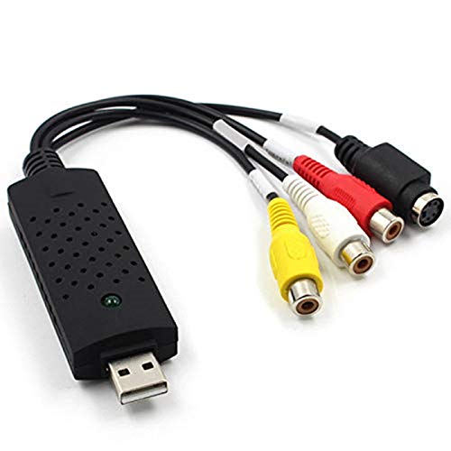 Video Capture Card,Video Conference or Live Broadcasting,VHS to Digital File Converter Express USB 2.0 to Audio Capture Card Box VCR DVD TV AV to Digital PC Adapter Compatible with Windows 7/8/10
