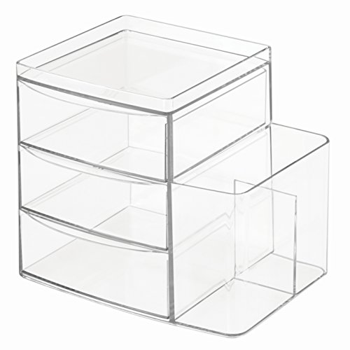 Image of iDesign Clarity Cosmetic Organizer for Vanity Cabinet to Hold Makeup, Brushes, Beauty Products - 3 Drawers and Caddy, Clear