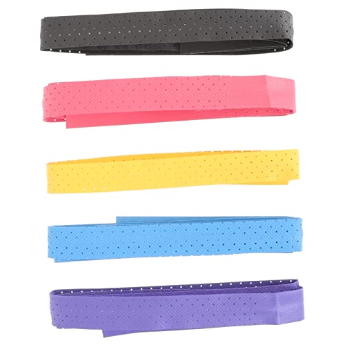 DECHOUS 5Pcs Tennis Racket Grip Tape Sweat Absorbing Overgrip for Badminton Non Slip Wrapping Belt Lightweight and Easy to Use for Athletes Random Colors Random Color