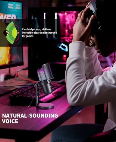 Ko-Star USB Gaming Microphone for PC,Computer Mic for PS4/ PS5/ Mac,Condenser Mic with Quick Mute,RGB Light,Pop Filter,Shock Mount for Recording,Streaming,Podcasting,YouTube (Black) - Image 4