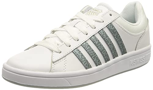 K-Swiss Damen Court Winston Sneaker, White/Blue Panther, 37 EU