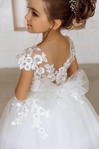 Lace Tulle Flower Girls Dresses for Wedding Junior Bridesmaid Dresses Princess First Communion Dress PT1154