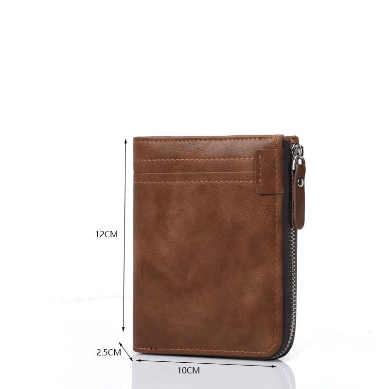 Men's Wallet Zipper Multi-slot Short Money Clip Vintage Money Clip Short Card Bag(white-Patch five-pointed star4)4
