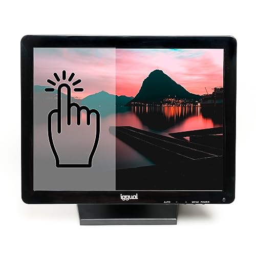iggual Monitor Táctil de 15" - Compat Aplicaciones TPV, Panel Resistivo 75Hz TFT LCD (4:3), SO: Wind XP hasta 11 - MS-Dos - Linux, VESA 75x75mm, USB-A + VGA+ HDMI, 1.024x768 XGA (349x274x69mm) MTL15C
