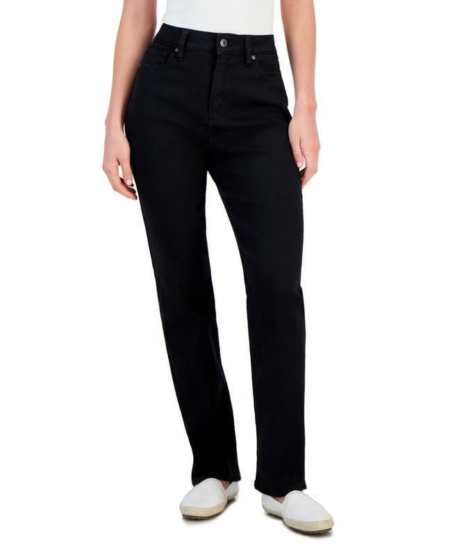 Style & Co. Women's High Rise Straight-Leg Jeans (Deep Black, 8S)