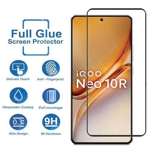 Image of FabeKee Tempered Glass Screen Protector Compatible For Black Cellphone With Edge To Edge Coverage And Easy Installation Kit (Transparent, iQOO Neo 10R 5G)