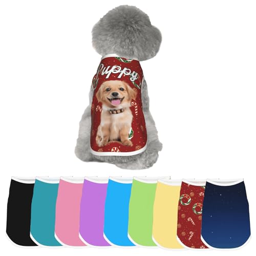 Image of Custom Yorkie Clothes, Customized Dog Clothes Girl, Personalized Dog Shirts for Small Dogs, Puppy Accessories for Boy Dogs, Puppy Outfits with Name and Image, Breathable Cotton Pet Vest