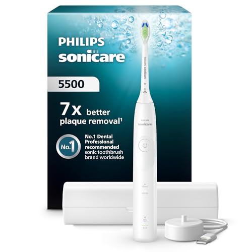 Philips Sonicare 5500 elektrische Zahnbürste, Schallzahnbürste mit 2 Putzmodi, Andruckkontrolle,...
