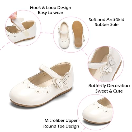 Image of PHIRAMIN Toddler Flower Girl Glitter Dress Shoes Little Girl Ballet Flats Bow Wedding Party