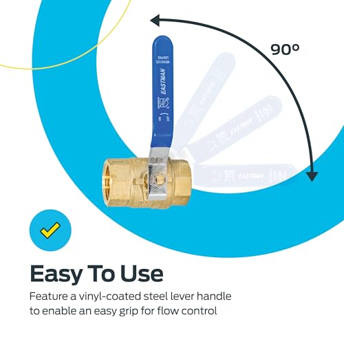 Image of Eastman 1 Inch IPS Heavy Duty Full Port Ball Valve, Brass Plumbing Fitting, 20049LF