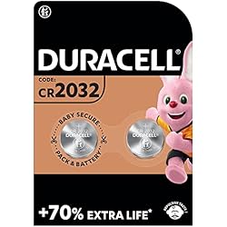 Duracell - Pilas de botón de litio 2032 de 3 V, paquete de 2, Tecnología Baby Secure, uso en llaves con sensor magnético, básculas, elementos vestibles, dispositivos médicos, Cromo (DL2032/CR2032)