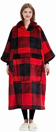 Image of KFUBUO Wearable Blanket Hoodie for Adults Sherpa All Patterns Oversized Sweatshirt Blanket with Pocket