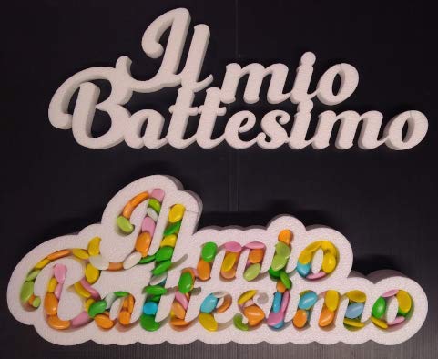 Contenitore Portaconfetti in Polistirolo Scritta IL MIO BATTESIMO cm 23 x 60