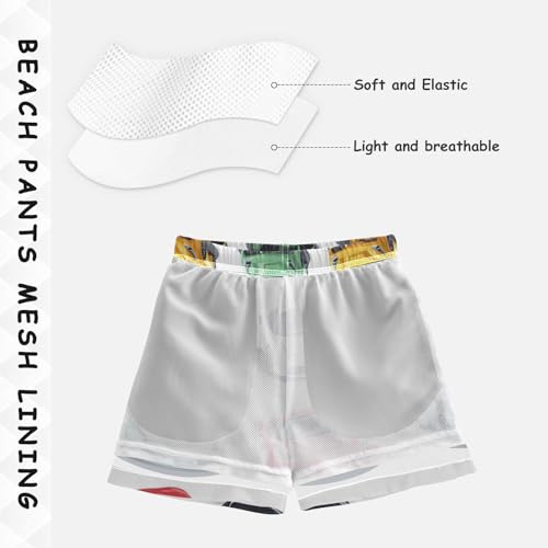 Pigsaly Boys' Swim Board Shorts Cool White Yellow Red Blue Sports Car Boy's Swim Trunks Kids Swimwear 4T4