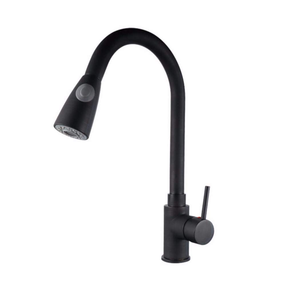 Robinet de cuisine mitigeur noir eau chaude froide mitigeur cuivre avec douchette
