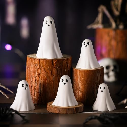 Amyhill 5 Pcs Halloween Ghost Figurine Resin Ghost Sculpture Stat...