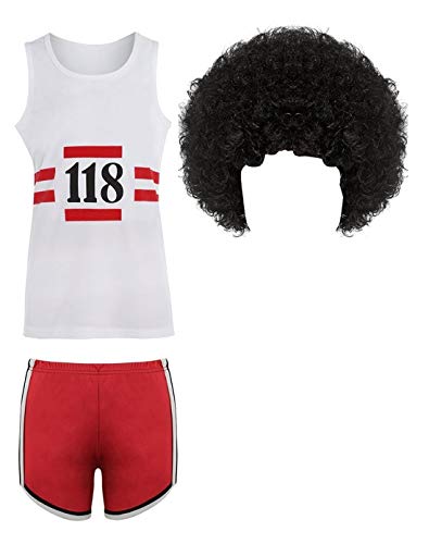 118 Ladies / Men’s Fancy Dress Costume Marathon Retro Vest Shorts Tash Socks Lot (Men: One Size, 3 Piece Set)