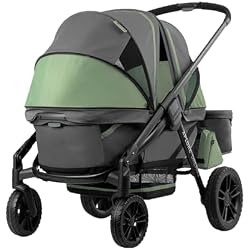 1 of Evenflo Pivot Xplore Dreamz All-Terrain Stroller Wagon with Bassinet Insert (Voyager Green)
