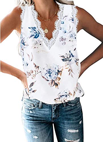 lime flare Women Sexy Flora Printed Lace Trim Satin Cami Tank Tops Dressy Silk Lacy Camisole Shirt (White Flower Eyelash Lace,XL)