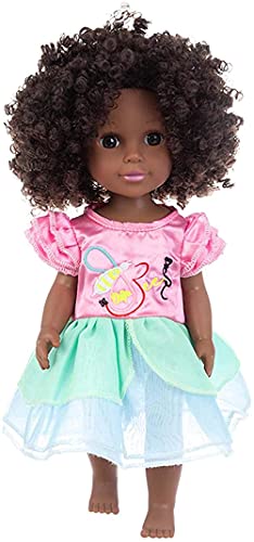 HaoLi 35cm lebensechte Reborn Baby Boy Girl Puppe Afroamerikaner Neugeborenes Weiches Vinyl Puppe,Blattrock 35cm… – Bild 5