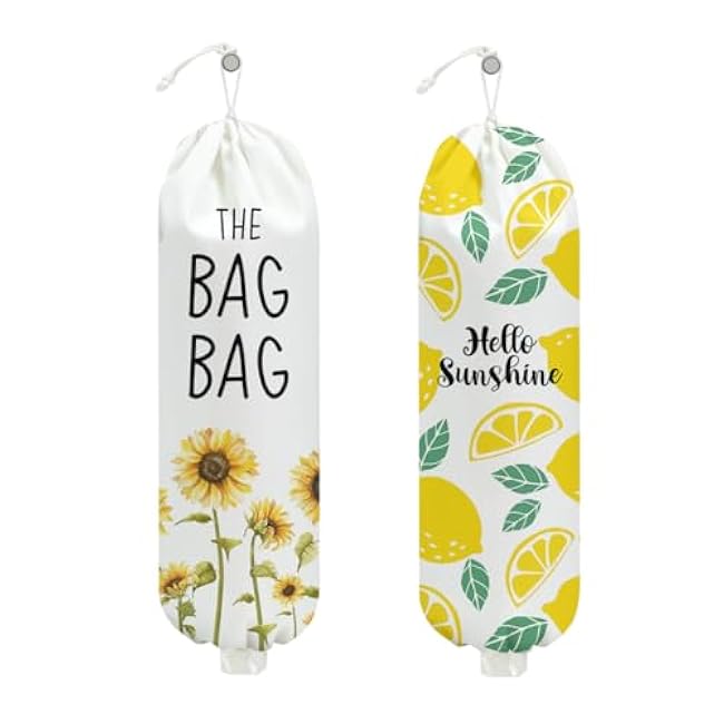 Chicken Plastic Bag Holder, Wall Mount Grocery Bag Holder, Plastic Storage bag, Pull Rope Free Adjustment, Plastic Bag Holders for Grocery Bags, Plastic Bag Dispenser for Home Kitchen