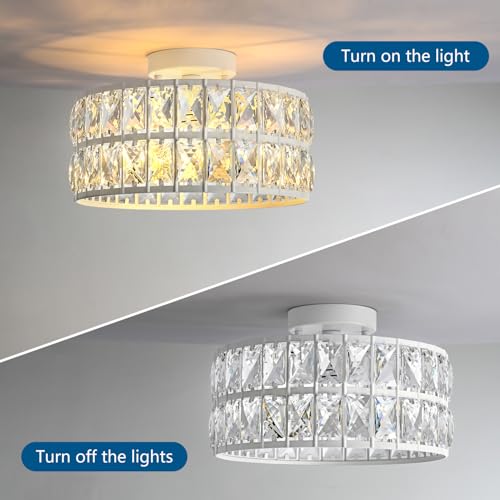 HuixuTe 3-Light White Modern Crystal Bedroom Light Fixtures Ceiling - image 5