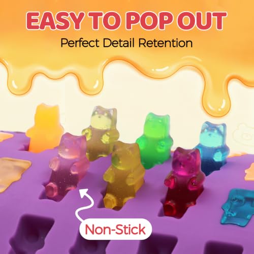 Image of Gummy Molds, 5pcs Gummy Bear Silicone Candy Molds with 2 Droppers & 1 Brush