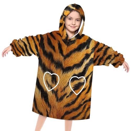 Wearable Blanket Hoodie for Kids, Classic Leopard Print Fleece Sweatshirt Blanket Oversized Blanket Sweatshirt with Pocket Flannel Warm Hooded Blanket 6-10 Year Old Girl Boy Gift, One Size