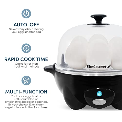 Elite Gourmet EGC-007B# Rapid Egg Cooker, 7 Easy-To-Peel, Hard, Medium, Soft Boiled Eggs thumb #4