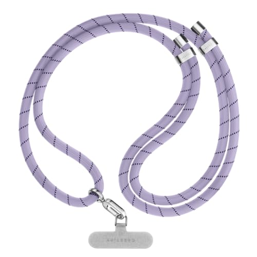 Image of CASETiFY 8mm Rope Cross Body Strap with Card - Lavender /Navy Dots