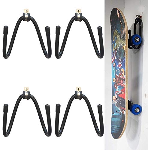Pmsanzay Skateboard Storage, Display, & Organizer - Portable Stand or Wall mountable, Skateboard Wall Hanger Rack - 4/PK - W/Hardware - No Board Included