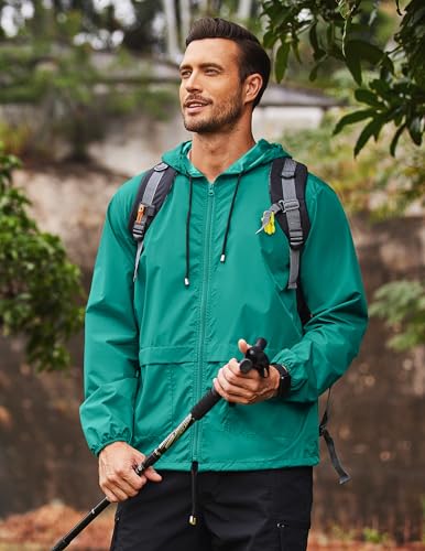 Image of COOFANDY Mens Packable Rain Jacket Lightweight Waterproof Raincoat with Hood Outdoor Rain Gear Travel Hiking Cycling