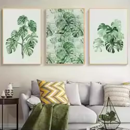Peintures decoratives sur toile Monstera pour creer un salon style jungle