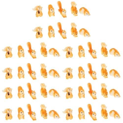 Yardwe 50 Pcs Mini Resin Squirrel Figurines, Tiny Animal Sculptures
