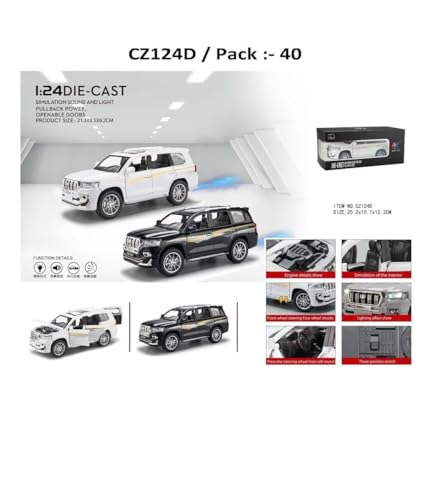Image of Invite Enterprise Compatible for 1:24 Toyota Prado Toy Car Model, Diecast Collectible Pull Back Model Car with Sound and Light, Toy Gift Vehicles for Adults Kids Boys Girls【White】